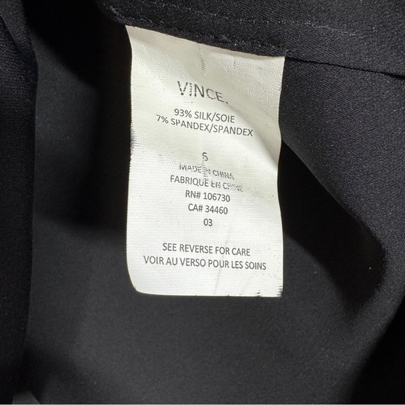 Vince Black Silk Blend Blouse  Long Sleeve Minimalist Workwear Top Size S - Picture 8 of 16